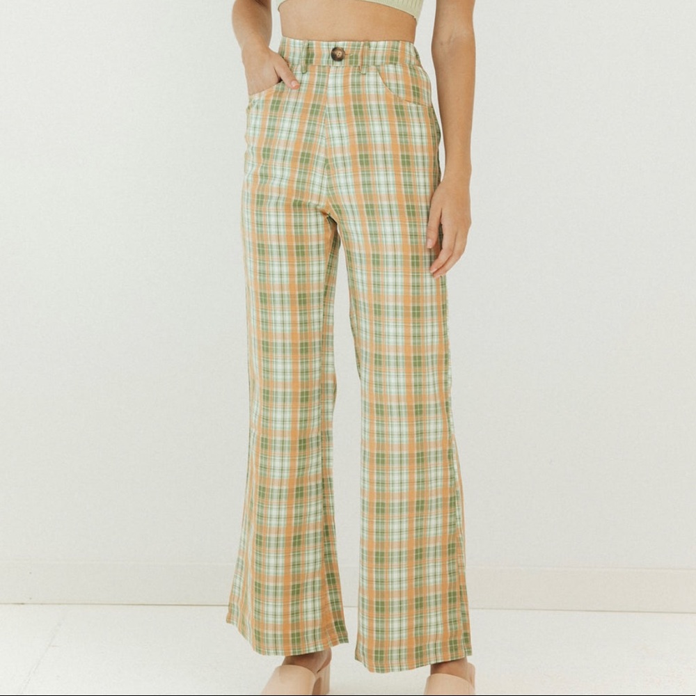 Luca + Grae - Green Plaid Pants - Size L - NWT & NEVER WORN